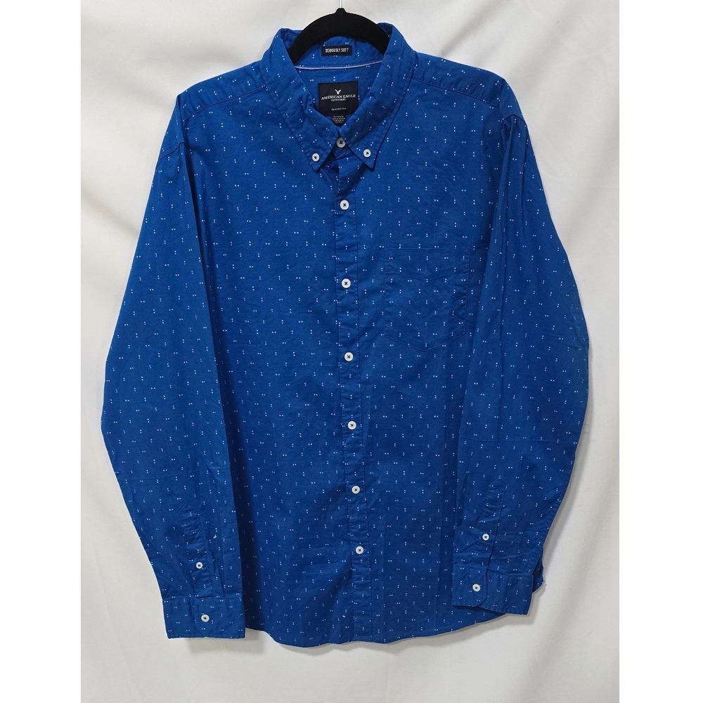 American Eagle Outfitters men XL Seriously Soft Classic Fit blue dress shirt